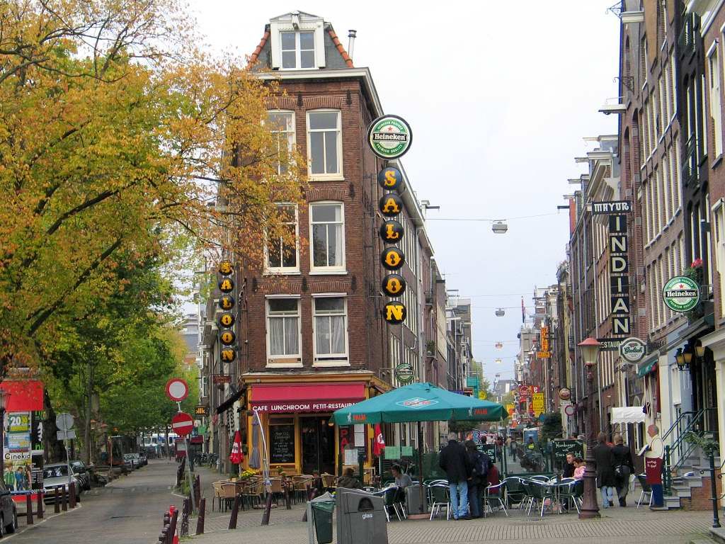 Korte Leidsedwarsstraat - Hoek Lijnbaansgracht - Restaurant Saloon - Amsterdam